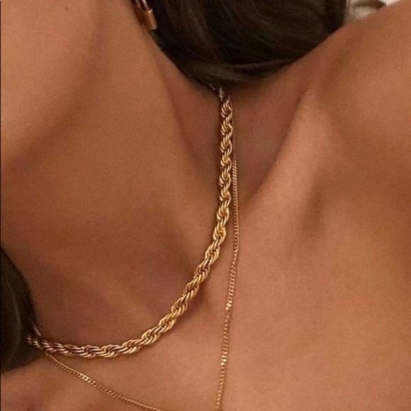 NEW 18K GOLD TWISTED CUBAN CHAIN NECKLACE